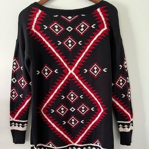 Lauren Ralph Lauren Black & Red Aztec Sweater Size M